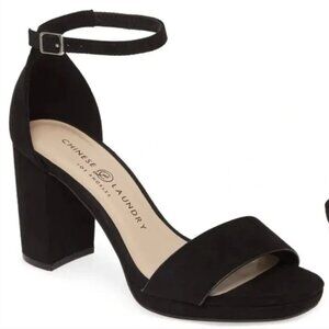 Chinese Laundry Black Suede Block Heels Size 6.5